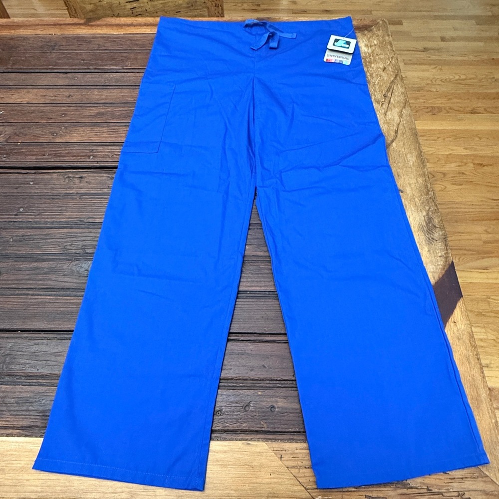 Adar Universal Unisex Scrub Pants Royal Blue Drawstring Cargo Medical Uniform M